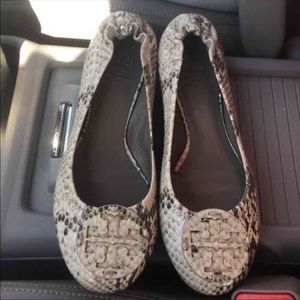 Tory Burch Snakeskin Reva Flats